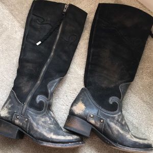 Black leather distressed Madden Freebird boots